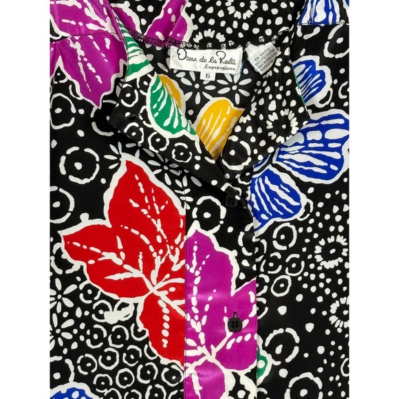 VINTAGE Women's Oscar de la Renta Expressions, Short Sleeve Button Up, Size 6 - Picture 6 of 6